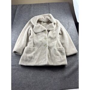 VTG 1950s Borgana Cream Faux Fur Coat Women M? Old Money Classy Elegant READ